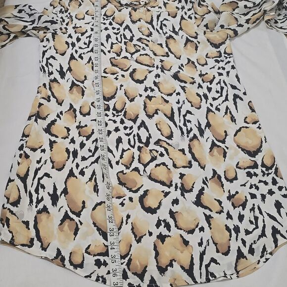 Equipment Leopard Print Dress - Black, White, Tan - Picture 5 of 8